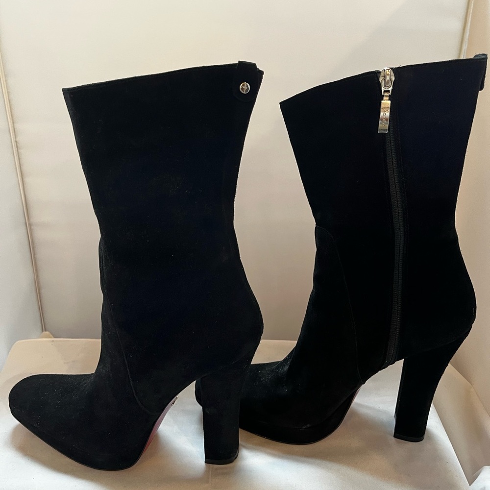 Cesare Paciotti Beautiful Rare Black Suede Boots with Red Soles 8.5